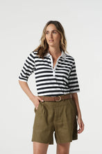 Load image into Gallery viewer, Trail Cotton Half Sleeve Polo - Navy/White
