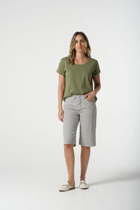 Everyday Cotton Roll Cuff Tee - Sage Green
