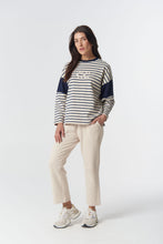 Load image into Gallery viewer, Stripe GC Logo  Sweater- Birch / Navy Stripe
