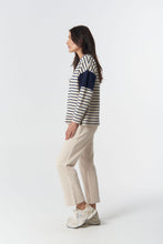 Load image into Gallery viewer, Stripe GC Logo  Sweater- Birch / Navy Stripe
