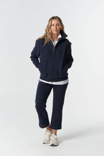 Load image into Gallery viewer, Rugged ½ Zip Cotton Sweater - Navy
