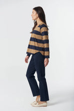 Load image into Gallery viewer, GC Travel V Neck Cotton Jersey Tee - Iced Coffee/Navy

