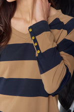 Load image into Gallery viewer, GC Travel V Neck Cotton Jersey Tee - Iced Coffee/Navy
