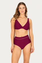 Load image into Gallery viewer, Rococco Lace High Waist Bikini Bottom Berry
