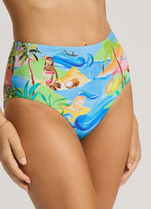 South Pacific High Waisted Bikini Bottom - Turquoise