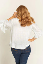 Load image into Gallery viewer, GC Shake Ruffle &amp; Roll Top / Sage White Stripe
