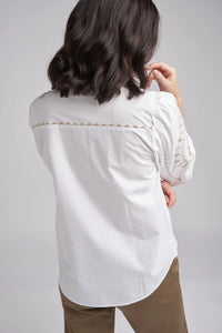 Goondiwinidi Embroidered Button Through Top White/Latte