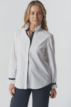 Load image into Gallery viewer, Sky Frill Neck Cotton Shirt - White

