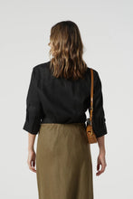 Load image into Gallery viewer, Island Linen 3/4 Sleeve Frill Shirt - Jet Black
