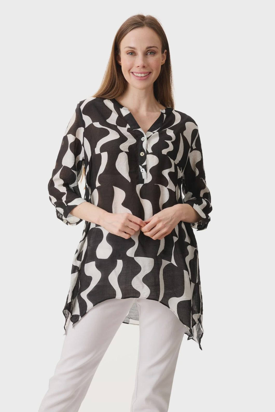 Hobart print tunic Black And White