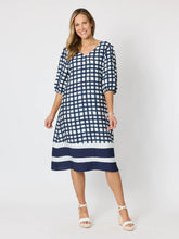 Load image into Gallery viewer, Monaco Grid Print Dress - Navy/White
