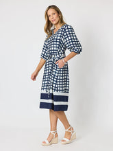 Load image into Gallery viewer, Monaco Grid Print Dress - Navy/White
