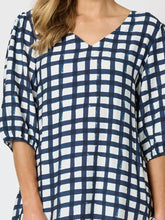 Load image into Gallery viewer, Monaco Grid Print Dress - Navy/White
