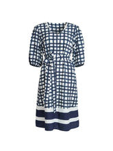 Load image into Gallery viewer, Monaco Grid Print Dress - Navy/White
