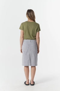 5 Pocket Knee Length Skirt - Navy/White