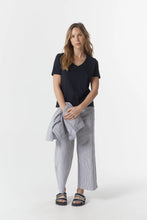 Load image into Gallery viewer, 5 Pocket Crop Wide Leg Jean - Navy/White

