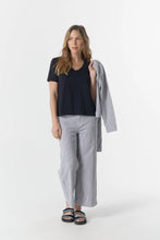 Load image into Gallery viewer, 5 Pocket Crop Wide Leg Jean - Navy/White
