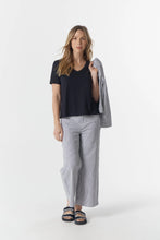 Load image into Gallery viewer, 5 Pocket Crop Wide Leg Jean - Navy/White
