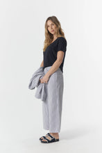 Load image into Gallery viewer, 5 Pocket Crop Wide Leg Jean - Navy/White
