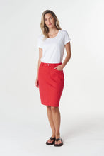 Load image into Gallery viewer, 5 Pocket Knee Length Skirt - Poinsettia
