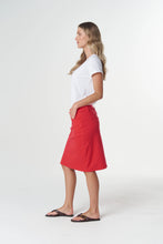 Load image into Gallery viewer, 5 Pocket Knee Length Skirt - Poinsettia
