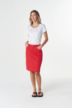 Load image into Gallery viewer, 5 Pocket Knee Length Skirt - Poinsettia
