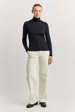Load image into Gallery viewer, Turtle Neck Merino Tee / Navy
