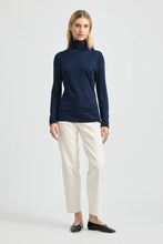 Load image into Gallery viewer, Turtle Neck Merino Tee / Navy
