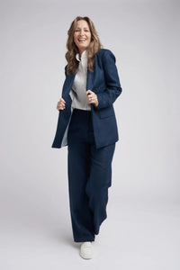 Relaxed Linen Blazer Navy