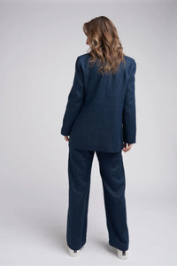 Relaxed Linen Blazer Navy