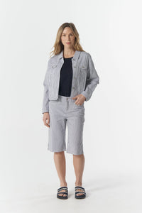 Ray Denim Jacket - Navy/White