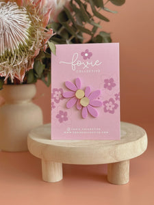 Jumbo Daisy Stud Earrings | Lilac + Gold