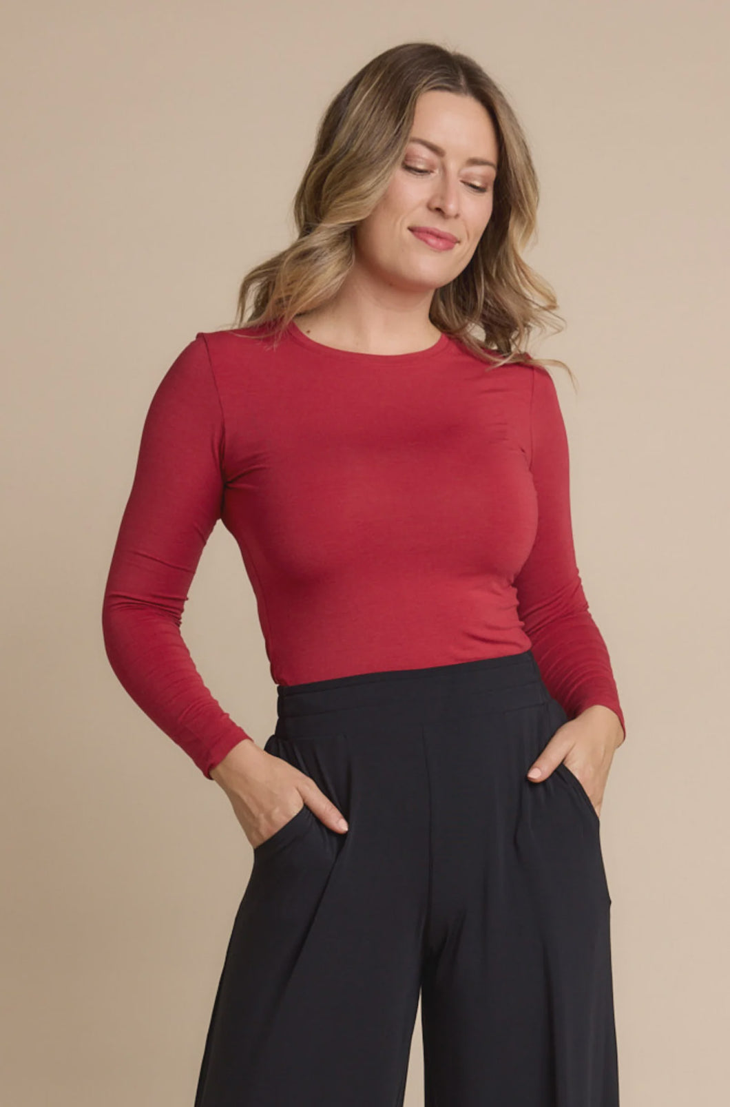 Tani High Neck Long Sleeve  / Red Berry