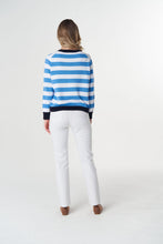 Load image into Gallery viewer, V Neck knit Jumper - Azure Blue/White/Navy
