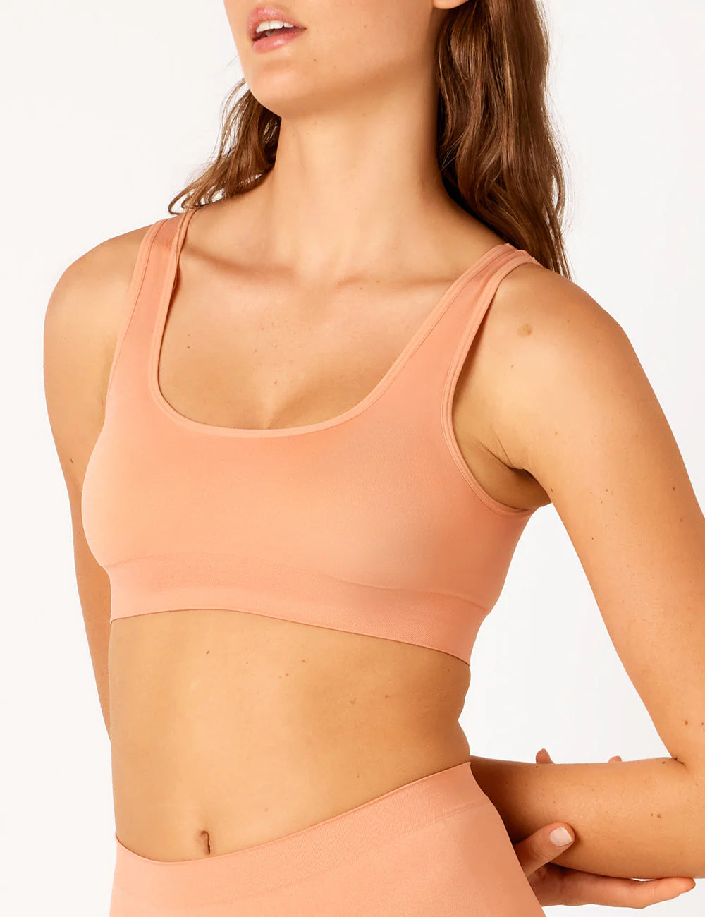 Bare Essentials Recycled Nylon Reversible Padded Crop / Spiced Peach