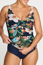 Load image into Gallery viewer, Into The Saltu Delacroix Cross Over Tankini Top Navy
