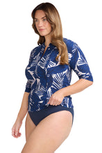 Load image into Gallery viewer, Lanthera Seurat Sunsafe Top Mid Sleeve Navy Peony
