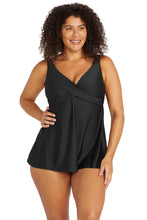 Load image into Gallery viewer, Hues Delacroix Cross Over Swimdress / Black
