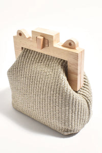 Abby Timber Frame Woven Mini Bag (Natural)