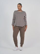 Load image into Gallery viewer, Adele Long Sleeve Bamboo Top - Brown Stripe
