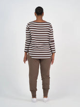 Load image into Gallery viewer, Adele Long Sleeve Bamboo Top - Brown Stripe
