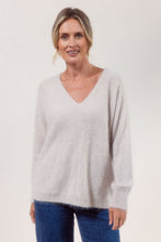 Load image into Gallery viewer, V Neck Angora Dolman Sweater - Silver
