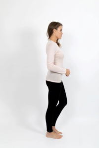 Pure Merino Wool Rib Long Sleeve Top / Ivory