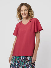 Load image into Gallery viewer, Louisa V Neck Blouse Viking Red
