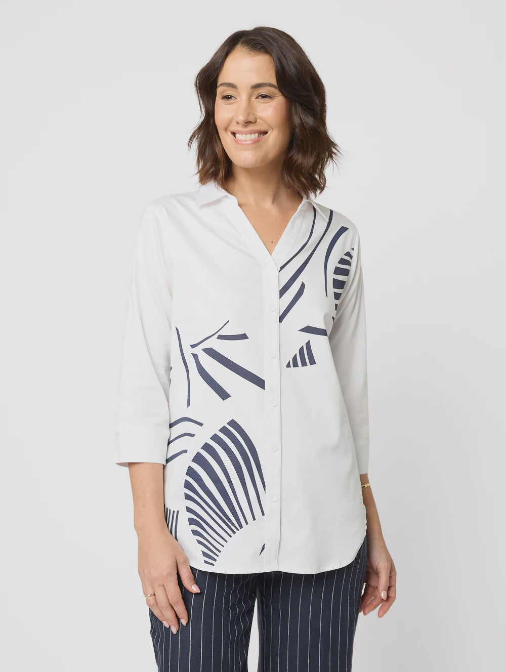 Adalia 3/4 Sleeve Shirt White