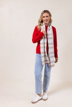 Load image into Gallery viewer, 100% Merino Wool (Cashfeel) Check Scarf - Cream/White
