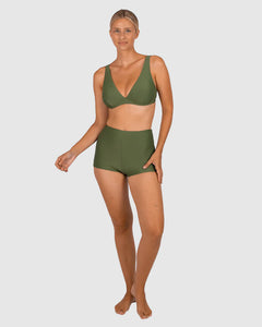 Rococco High Waist Boyleg Bikini Bottom / Palm