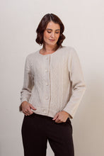 Load image into Gallery viewer, 100% Boiled Wool Cable Knit Btn Front Jacket - Cream
