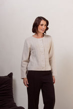 Load image into Gallery viewer, 100% Boiled Wool Cable Knit Btn Front Jacket - Cream

