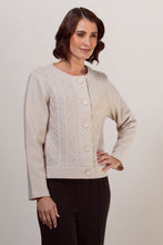Load image into Gallery viewer, 100% Boiled Wool Cable Knit Btn Front Jacket - Cream
